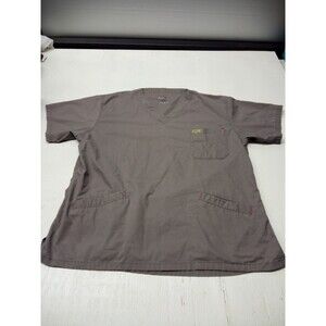 Iguana Medical Scrub Top Womens Size XL Gray Short Sleeve V Neck Pockets